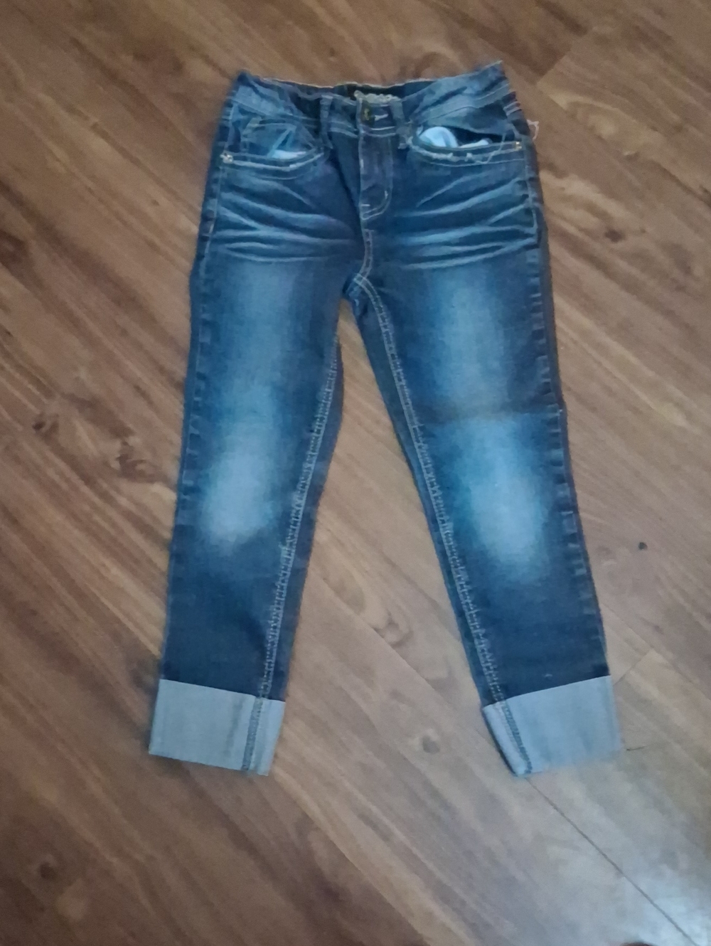 Vanilla Star Mid-Blue Cuffed Skinny Jeans Size 10